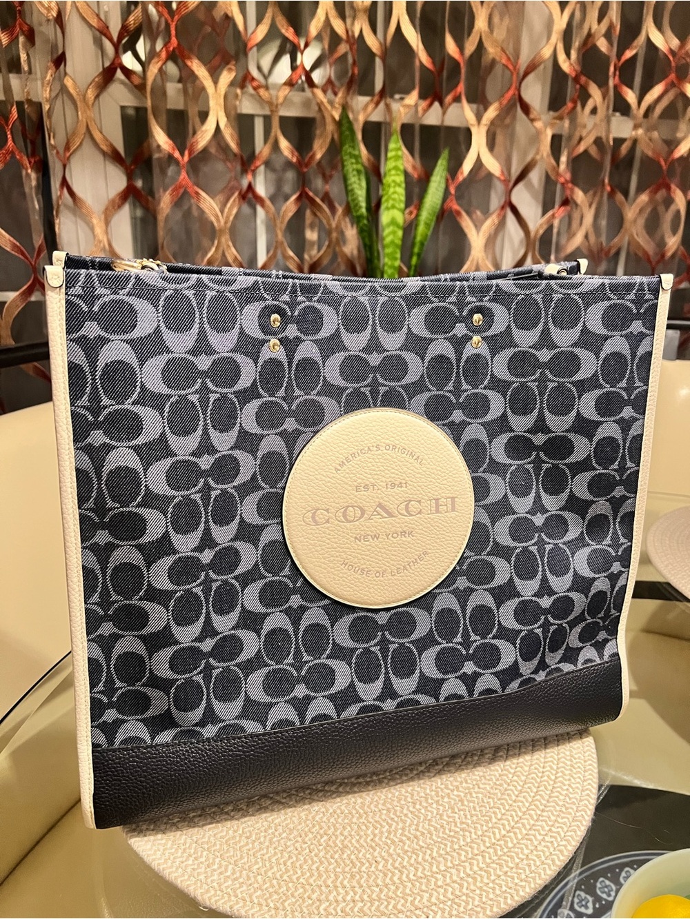 COACH Dempsey Tote 40 in Signature Jacquard with Patch (Style C2827)